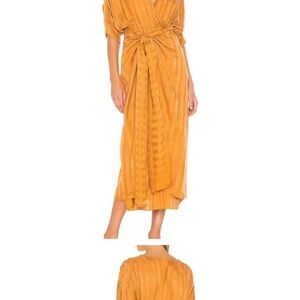 Callahan Sami Yellow Wrap Midi Dress with Dolman Sleeves